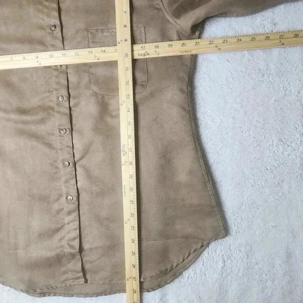 Claridge +King Microsuede Long Sleeve Boyfriend Style Shirt Womens Size L - Picture 8 of 10